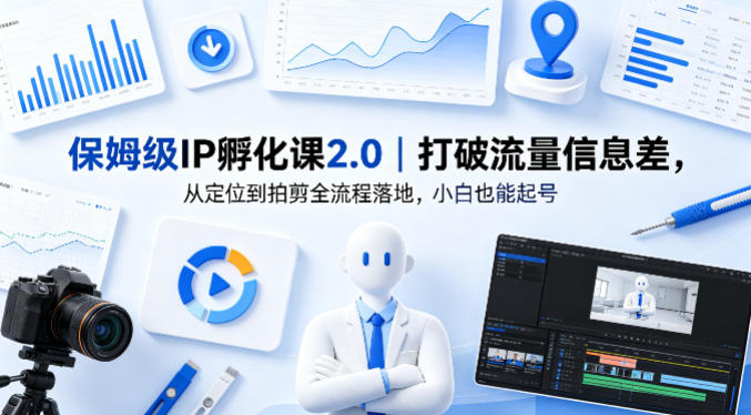 保姆级IP孵化课2.0｜打破流量信息差，从定位到拍剪全流程落地，小白也能起号-大伟资源网