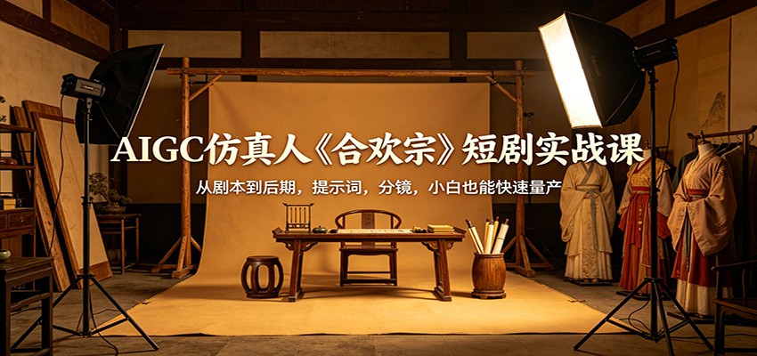 AIGC仿真人《合欢宗》短剧实战课：从剧本到后期，提示词，分镜，小白也能快速量产-大伟资源网