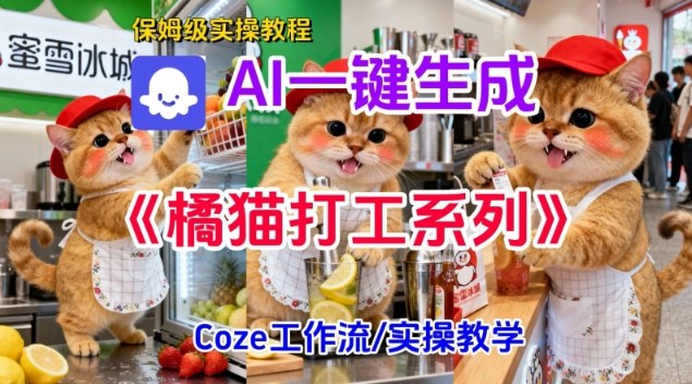 Coze扣子工作流一键生成胖橘猫打工短视频，保姆级实操搭建教学-大伟资源网