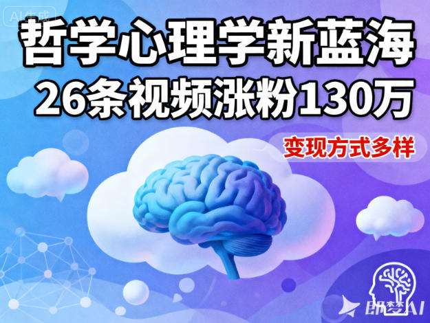 短视频新蓝海，哲学心理学赛道，26条视频涨粉130W，变现方式多样-大伟资源网