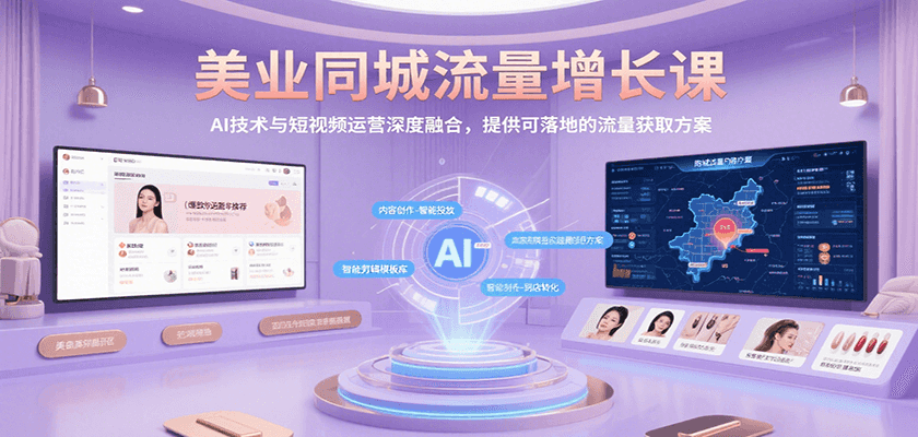 美业同城流量增长课，AI技术与短视频运营深度融合，提供可落地的流量获取方案-大伟资源网