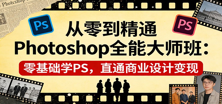 从零到精通Photoshop全能大师班：零基础学PS，直通商业设计变现-大伟资源网