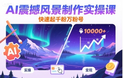 AI震撼风景制作实操课，快速起千粉万粉号-大伟资源网