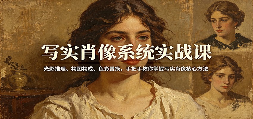 写实肖像系统实战课：光影推理、构图构成、色彩置换，手把手教你掌握写实肖像核心方法-大伟资源网