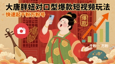 大唐胖妞对口型爆款短视频玩法，快速起千粉万粉号-大伟资源网