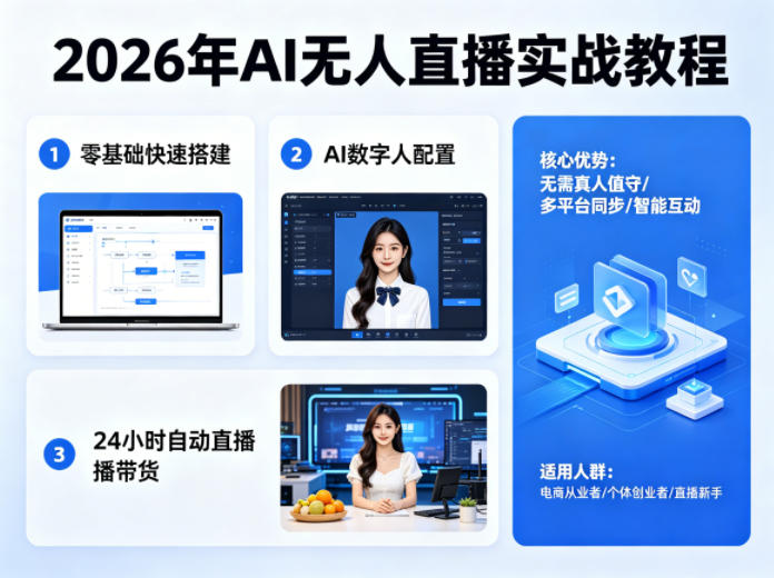 2026年AI无人直播实战教程，零基础也能快速搭建AI数字人无人直播间，实现24小时自动直播带货-大伟资源网