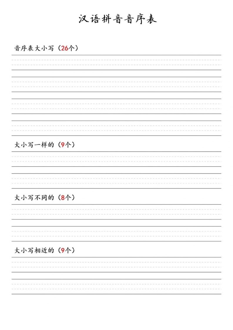 一年级下语文汉语拼音音序表-大伟资源网