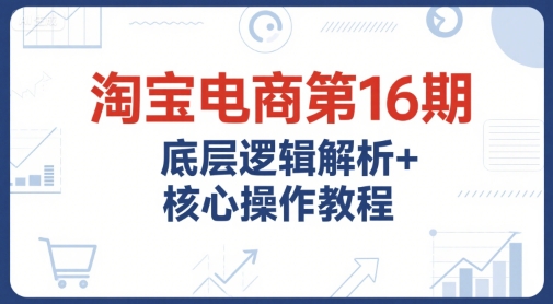 淘宝电商第16期，底层逻辑解析+核心操作教程，运营、推广提升能力的必学课程+配套资料-大伟资源网
