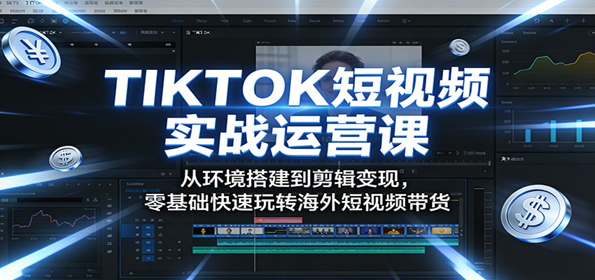 TIKTOK短视频实战运营课：从环境搭建到剪辑变现，零基础快速玩转海外短视频带货-大伟资源网