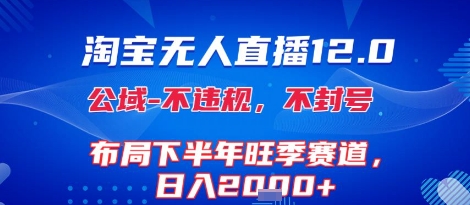 淘宝无人直播12.0，不封号，不违规，布局下半年旺季赛道，日入1k+(独家技术)【揭秘】-大伟资源网