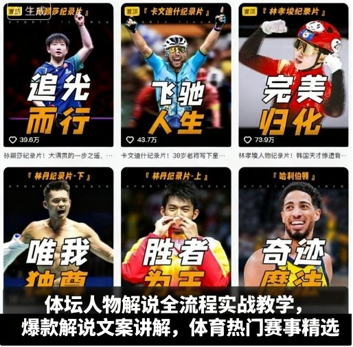 体坛人物解说全流程实战教学，爆款解说文案讲解，体育热门赛事精选-大伟资源网