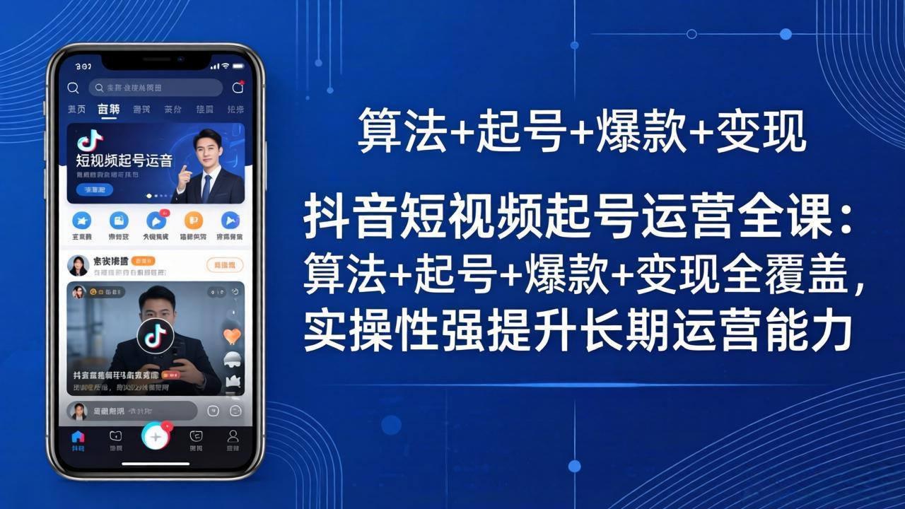 抖音短视频起号运营全课：算法+起号+爆款+变现全覆盖，实操性强提升长期运营能力-大伟资源网