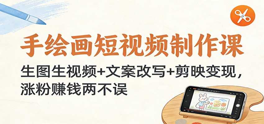 手绘画短视频制作课：生图生视频+文案改写+剪映变现，涨粉赚钱两不误-大伟资源网