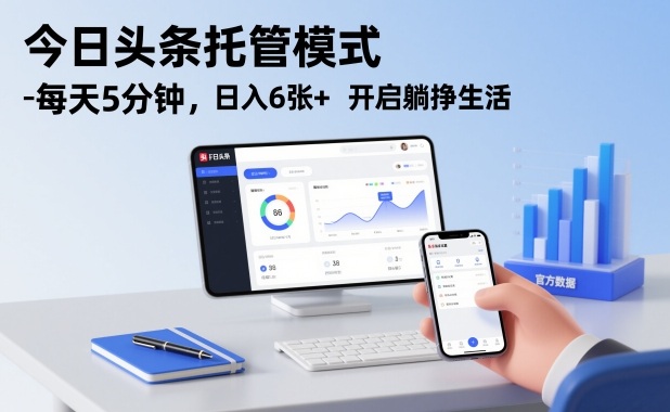 今日头条托管模式，每天5分钟，日入6张+，开启躺挣生活【揭秘】-大伟资源网