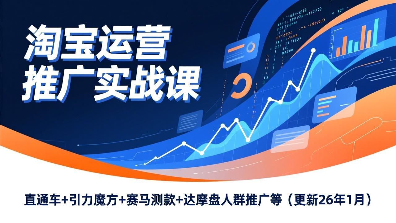 淘宝运营推广实战课，直通车+引力魔方+赛马测款+达摩盘人群推广等(更新26年1月-大伟资源网