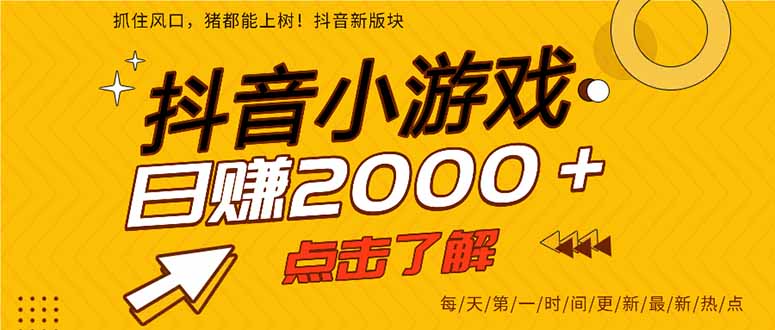 2025年爆火的抖音小游戏项目，一部手机日入2000+-大伟资源网