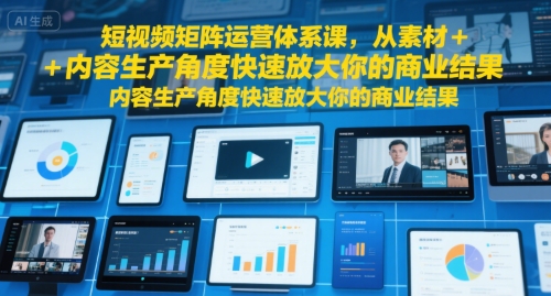 短视频矩阵运营体系课，从素材+内容生产角度快速放大你的商业结果-大伟资源网