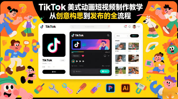 TikTok美式动画短视频制作教学，从创意构思到发布的全流程-大伟资源网