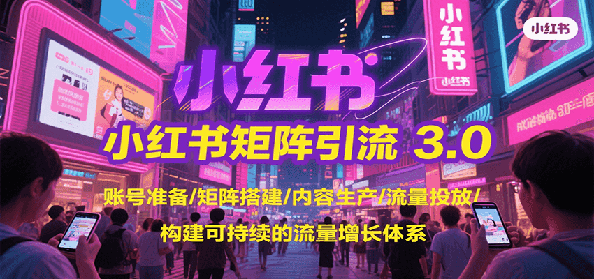 小红书矩阵引流3.0，账号准备/矩阵搭建/内容生产/流量投放/构建可持续的流量增长体系-大伟资源网