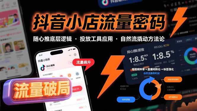 （15680期）抖音小店流量密码，随心推底层逻辑，投放工具应用，自然流撬动核心方法论-大伟资源网