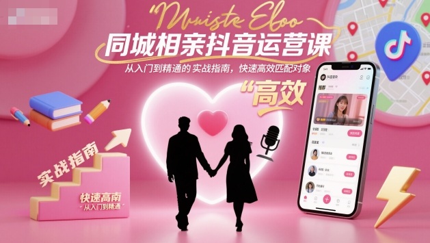 同城相亲抖音运营课，从入门到精通的实战指南，快速高效匹配对象-大伟资源网