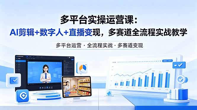 某团队多平台实操运营课-更新26年4月20：AI剪辑+数字人+直播变现，多赛道全流程实战教学-大伟资源网