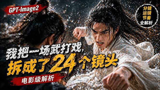 用GPT-Image2，把一段武打对决拆成24个连续镜头，从人物建立、动作衔接、运镜节奏，到情绪爆发-大伟资源网