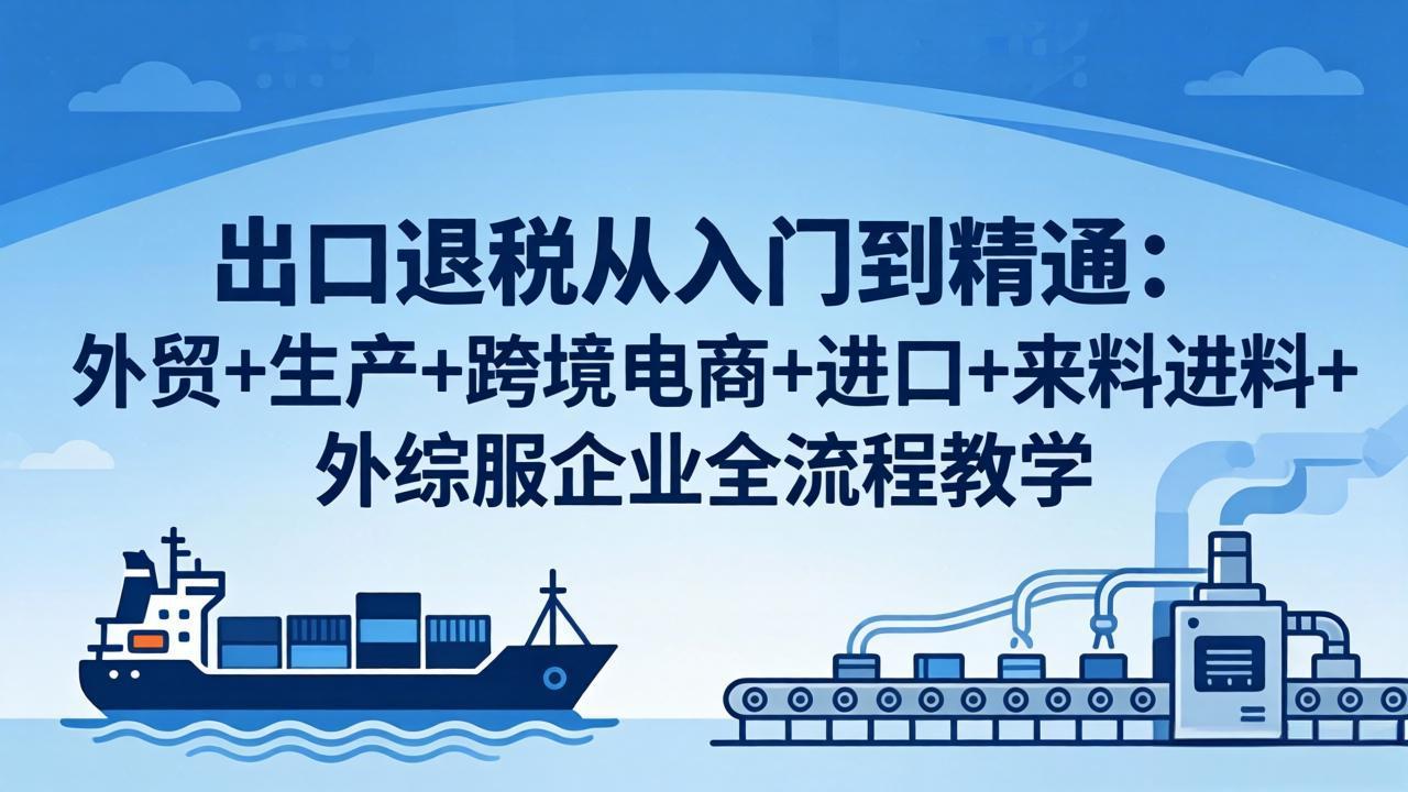 出口退税从入门到精通：外贸+生产+跨境电商+进口+来料进料+外综服企业全流程教学-大伟资源网