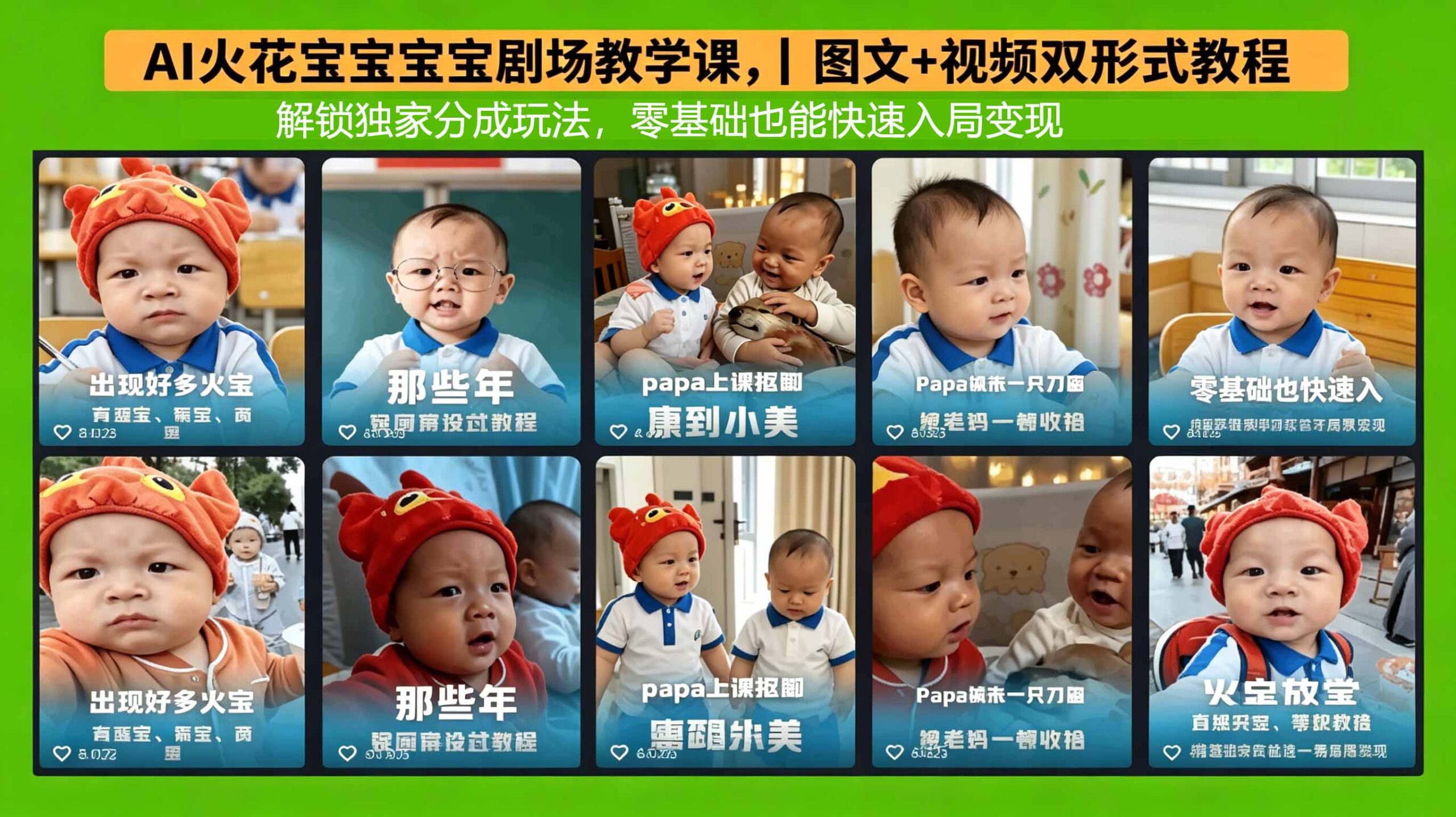 AI火花宝宝宝宝剧场教学课，图文+视频双形式教程，解锁独家分成玩法，零基础也能快速入局变现-大伟资源网