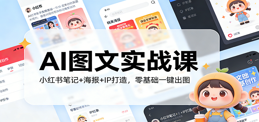 AI图文实战课：小红书笔记+海报+IP打造，零基础一键出图-大伟资源网