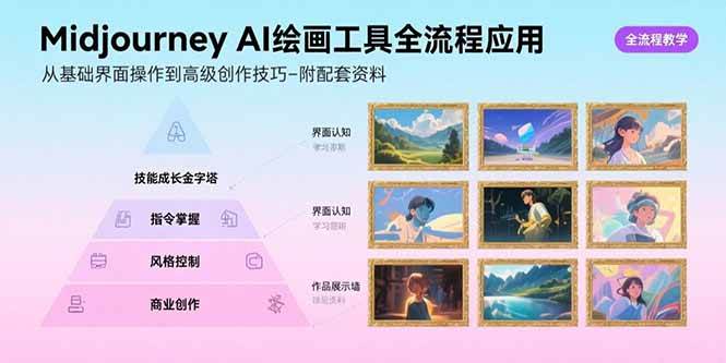 （15628期）Midjourney AI绘画工具全流程应用，从基础界面操作到高级创作-附配套资料-大伟资源网