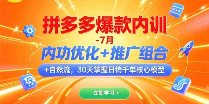 （15402期）拼多多爆款内训-7月 内功优化+推广组合+自然流 30天掌握日销千单核心模型-大伟资源网