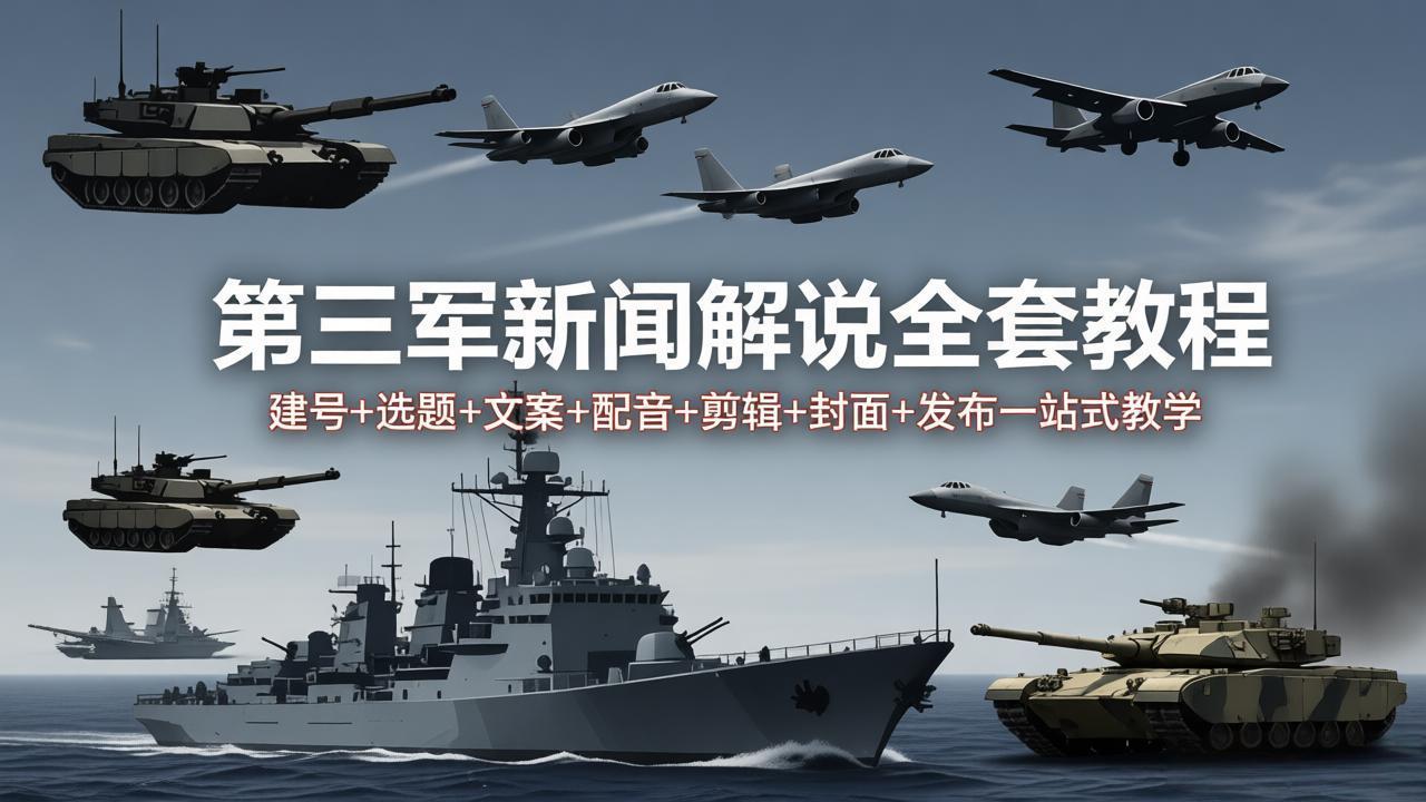 第三军迷新闻解说全套教程：建号+选题+文案+配音+剪辑+封面+发布一站式教学-大伟资源网