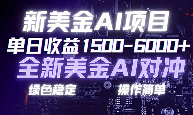 日赚1500-6000+，新美金 AI 对冲项目，合规稳定，小白易上手，创业副业优选，可复制放大-大伟资源网
