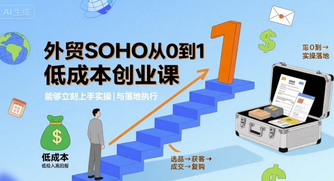外贸SOHO从0到1低成本创业课，能够立刻上手实操与落地执行-大伟资源网
