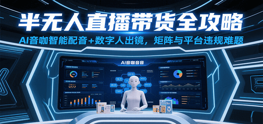 半无人直播带货全攻略：AI音咖智能配音+数字人出镜，解决账号矩阵与平台违规难题-大伟资源网