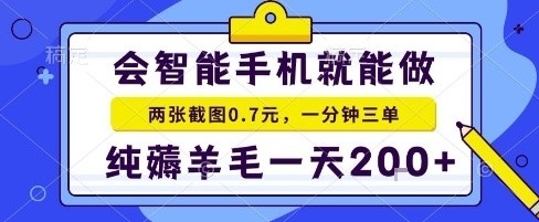 手机项目，二十秒一单，纯薅羊毛一天2张+做就有【揭秘】-大伟资源网