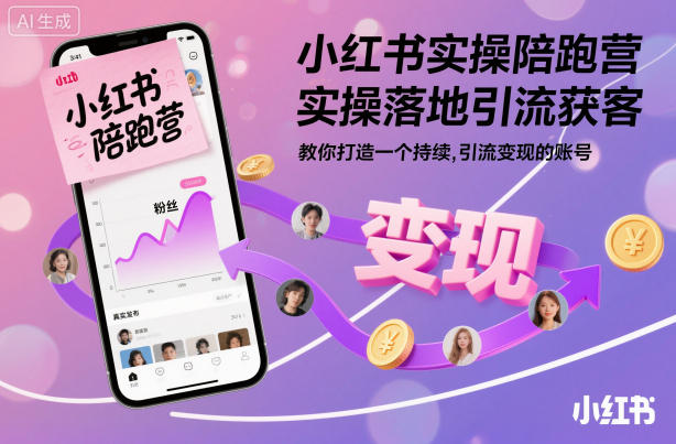 小红书实操陪跑营，实操落地引流获客，教你打造一个持续引流变现的账号-大伟资源网