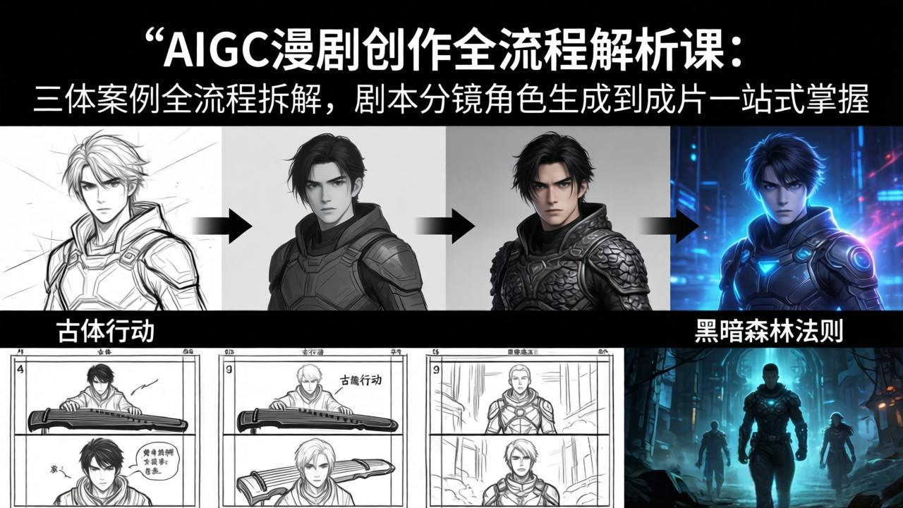 AIGC漫剧创作全流程解析课：三体案例全流程拆解，剧本分镜角色生成到成片一站式掌握-大伟资源网