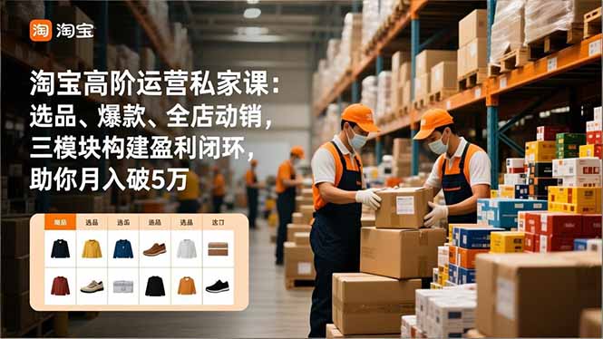 淘宝高阶运营私家课：选品、爆款、全店动销，三模块构建盈利闭环，助你月入破5万(更新12月-大伟资源网