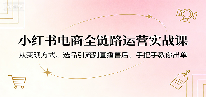 小红书电商全链路运营实战课：从变现方式、选品引流到直播售后，手把手教你出单-大伟资源网