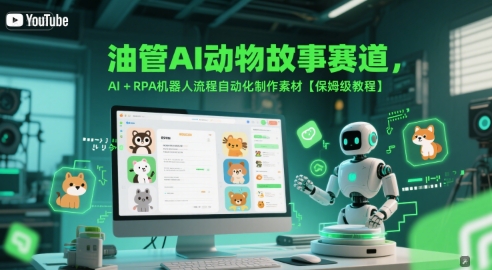 油管AI动物故事赛道，AI+RPA机器人流程自动化制作素材【保姆级教程】-大伟资源网