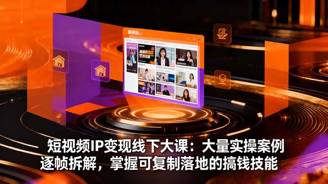 短视频IP变现线下大课：大量实操案例逐帧拆解，掌握可复制落地的搞钱技能-大伟资源网