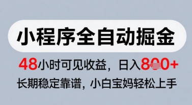 微信小程序全自动掘金，快速见收益，长期稳定靠谱，零基础友好，日入8张【揭秘】-大伟资源网