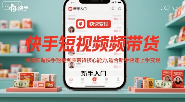 快手短视频带货，快速掌握快手短视频带货核心能力，适合新手快速上手变现-大伟资源网