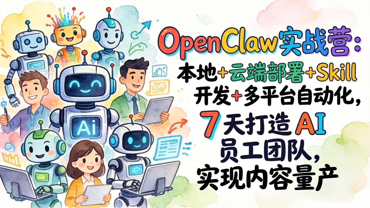OpenClaw实战营：本地+云端部署+Skill开发+多平台自动化，7 天打造 AI 员工团队，实现内容量产-大伟资源网