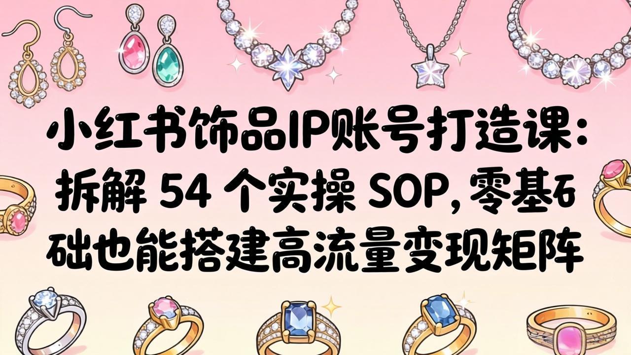 小红书饰品IP账号打造课：拆解 54 个实操 SOP，零基础也能搭建高流量变现矩阵-大伟资源网