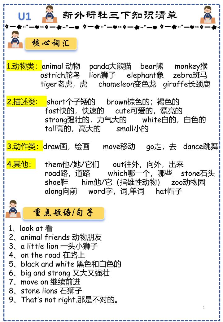 三下外研版英语知识点清单12页-大伟资源网