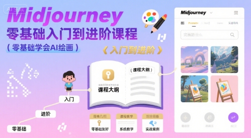 midjourney零基础入门到进阶课程，零基础学会AI绘画-大伟资源网