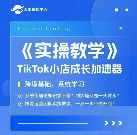 大卖家孵化中心TikTok实操课，TikTok小店成长加速器，跨境基础系统学习，一步一步带你开店-大伟资源网